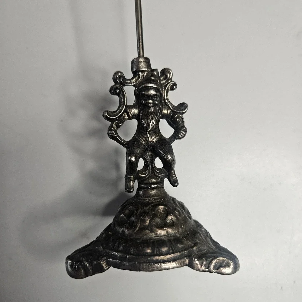 Vtg Karl Schreiner German Gnome Imp Metal Candle Holder Silver Tone Gothic‎ 8.5